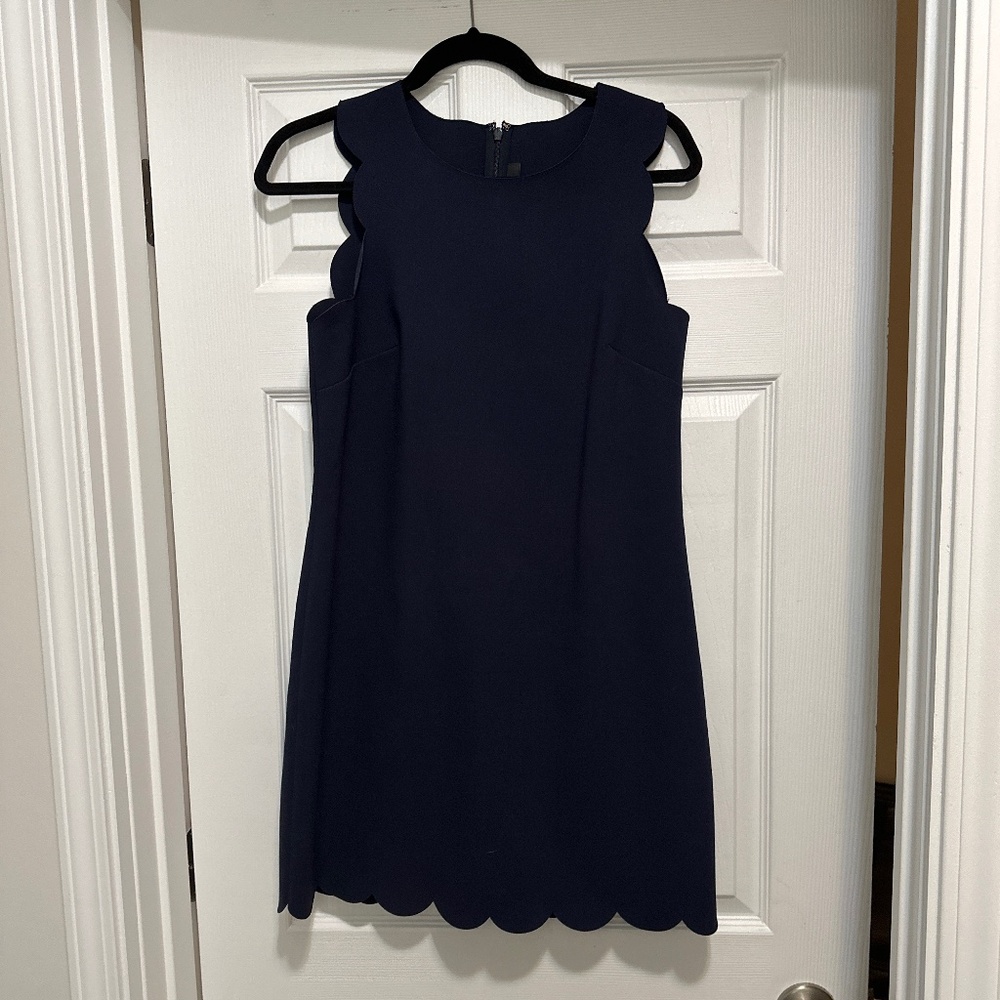 J. Crew Navy Sleeveless Scallop Dress